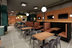 Render área de restaurante bb.q Chicken